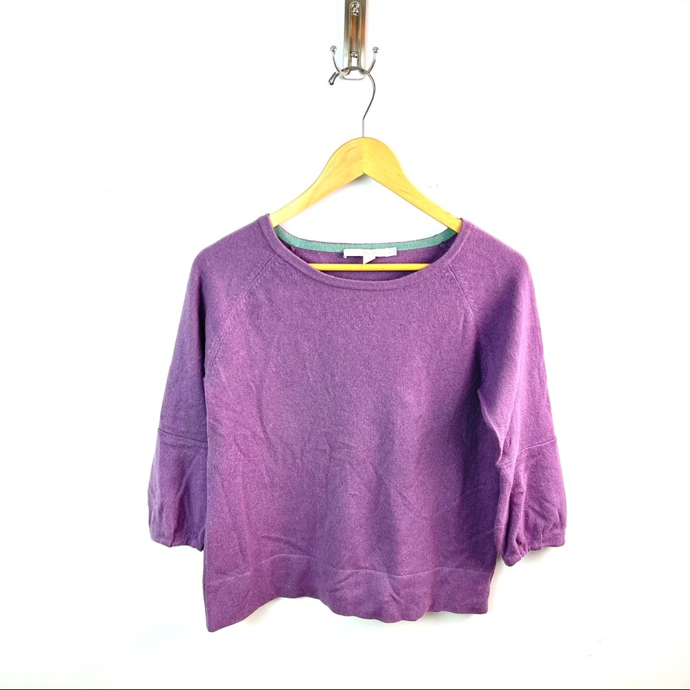 Boden 100% Cashmere Cropped Purple Sweater